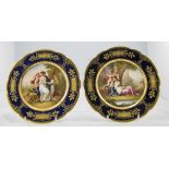 Royal Vienna Very Fine Pair of Signed, Hand Painted and Hand Gilded Cabinet Plates. Signed Riemer.