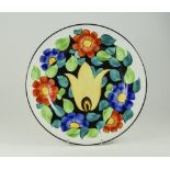Grays Pottery Hand Painted Stylised Floral Cabinet Plate. 10.75 Inches Diameter.