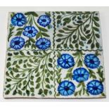 William De Morgan Floral Tile, the square divided into four panels,