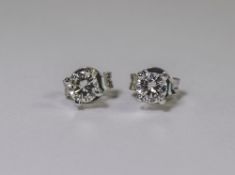 Pair Of 18ct White Gold Diamond Stud Earrings,