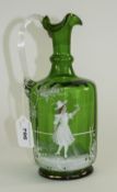 Victorian Mary Gregory Green Coloured Glass Vase.