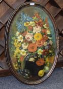 Oil On Board, Oval Panel With Bouquet Of Flowers In Vase, Looks To Be Late 19th/Early 20thC,