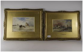 Thomas Bosh Hardy 1842 - 1897 Pair of Watercolours - Seascapes.