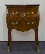 A Louis XV Style Kingwood Walnut Veneered and Ormolu Mounted Bombe Petite Commode,