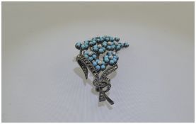 Turquoise and Seed Pearl 'Forget-Me-Not' Brooch,