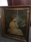 Early 20thc Framed Print Depicting A Young Girl Gilt Moulded Frame,