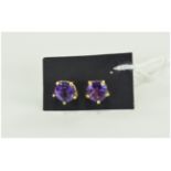 Amethyst Stud Earrings, rich purple amethysts, each of 1.