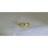 22ct Gold Set Emerald and Diamond Cluster Ring,