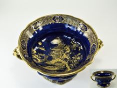 Wilton Ware Two Handled Pedestal Bowl, Gilt Decoration On Cobalt Blue Background,