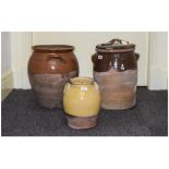 2 Large Stoneware Storage Jars AF,Would Make Good Planters, Together With One Other,