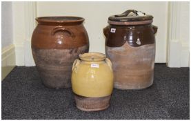2 Large Stoneware Storage Jars AF,Would Make Good Planters, Together With One Other,