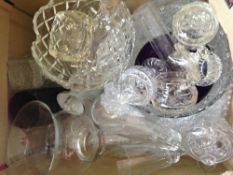 Misc Box Of Glass Ware, Vase, Trinkets, Bowls,