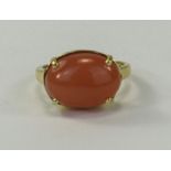 Peach Moonstone Solitaire Ring, 9.