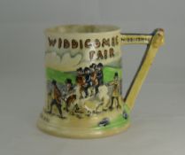 Crown Devon Fieldings Musical Mug - Plays ' Widdicombe Fair ' c.1930's. 4.75 Inches High.