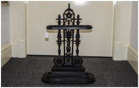Victorian style Cast Iron Umbrella Stand In The Coalbrook Style, Painted Black, Height 25 Inches,