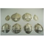 French Very Fine Late 19th Century Mother of Pearl 8 Piece Set of Circular Wall Plaques,