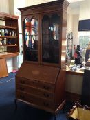 Edwardian Mahogany Bureau Bookcase, In The Regency Style,