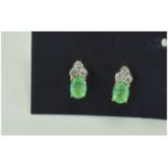 Colombian Emerald and Diamond Stud Earrings,