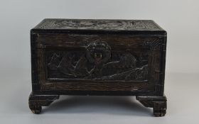 Chinese Miniature Camphor Chest Carved Throughout,