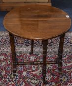 Late 19thC Oak Sutherland Table, Turned Supports, Ceramic Castors.