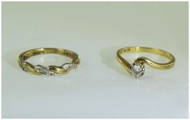 9ct Gold Diamond Solitaire Set On A Twist, Approx .