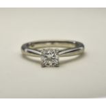 Platinum Set Single Stone Diamond Ring, The Round Cut Brilliant Cut Diamond of G.