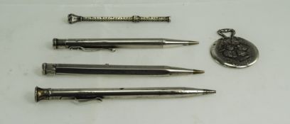 Edwardian Silver Cased Propelling Pencils ( 4 ) In Total.