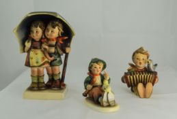 Three Hummel Figures Comprising Number 63 Boy With Horn And Chick AF ,