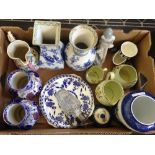Mixed Collection Of Pottery Comprising 2 Blue And White Cabinet Plates,