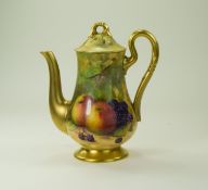 Royal Worcester Hand Painted Coffee Pot ' Fallen Fruits ' Stillife. Signed A. Shuck.