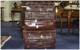 5 Vintage Suitcases,