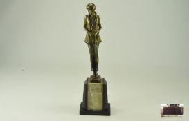 Josef Lorenzl Signed Cold Painted Bronze Figure. c.1930. Titled ' Pyjama Suit ' c.1930.