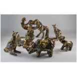 Collection of 7 La Via Ceramic African/Safari Patchwork Animal Figures