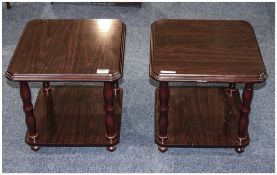 Pair Of Modern Mahogany Finish Coffee Tables