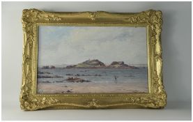 Matthew Whittet Exhib 1909 - 1912 Coastal Scene with Figures of Cornwall -Oil on Canvas, Signed. 9.