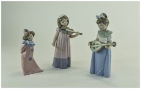 3 Lladro Nao Figurines, To Include 1034 Girl With Violin,