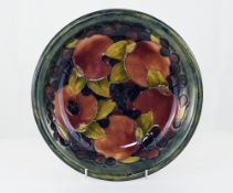 William Moorcroft Tube lined Shallow Bowl - Ochre Pomegranate Design. Date 1914. 8.