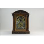 English Late 19th Century Oak Cased Mantel Clock with Striking and Chiming 8 Day Movement,