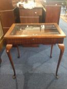 Mahogany Display Stand, Ideal For Market/Shop, Glass In Good Order, Height 28.5 Inches, 27.