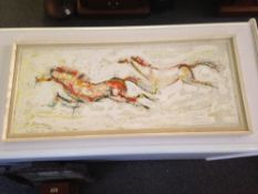 Framed Oil On Board, Stylised Abstract Horses, Signed And Dated John McGarry,