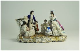 Muller and Volkstedt Dresden Hand Painted and Fine Early 20th Century Lace and Porcelain Group