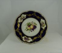 Aynsley Cabinet Plate Of Shaped Form With Central Painted Fruits The Border With 3 Vignettes Each