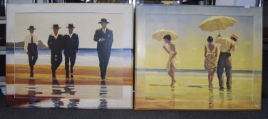 Jack Vettriano Pair Of Modern Decorative Prints Both Beach Scenes With Figures Titled 'Mad Dogs'