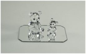 Swarovski Cut Crystal Bear Figures - Large Teddy Bear, Black Eyes and Nose, Num 010009.