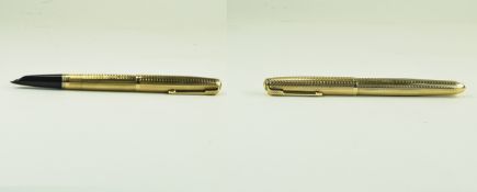 Parker 51 Quality 9ct Gold Cased Engine Turned Fountain Pen. c1960's. Fully Hallmarked London 1962.