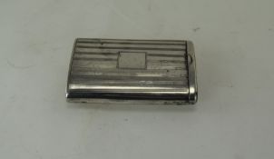 Edwardian Silver Vesta Case with Regency Stripes Design, Vacant Cartouche. Hallmark Birmingham 1902.