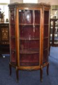 Early To Mid 20thC French Style Vitrine, Marble Top With Gallery And Ormolu Mounts,