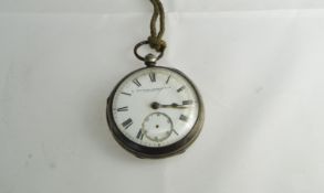 Edwardian Open Faced - Key-Wind Silver Pocket Watch with White Porcelain Dial and Black Numerals.