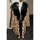 Ladies Fur Coat, with fox fur collar,. Fully lined. slit pockets.