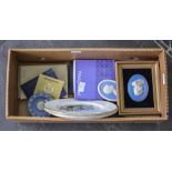 Small Mixed Lot Of Pottery To Include Wedgwood Jasper Ware Plaques And Commemorative Plates